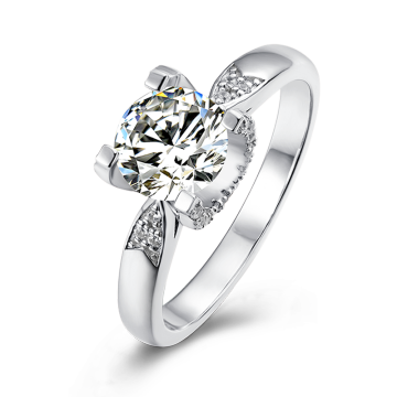 Classic Gemstone Engagement 925 Silver Ring For Wedding Ring Four Prong Square Setting For Anniversary